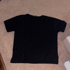 Sag Harbor Black Short Sleeve Sweater Tee Stretch Minimal Neutral Causal